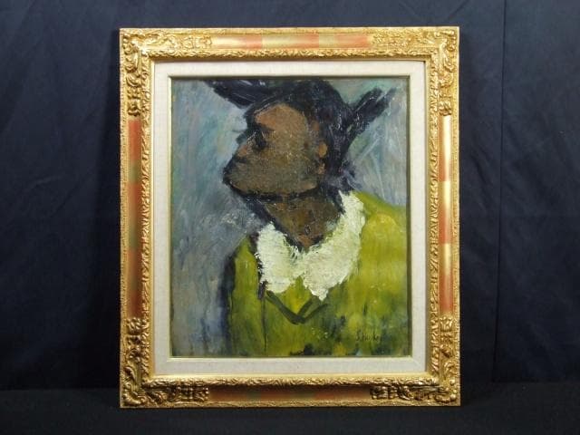 張替正次　直筆サイン『人物』キャンヴァスに油彩 1944年 10号 0501R