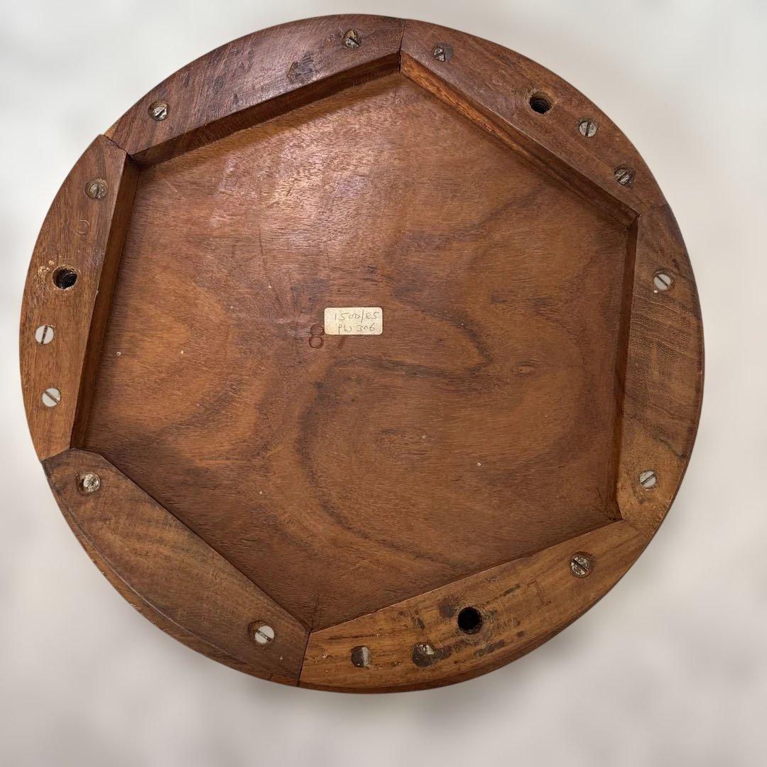 木製テーブル　3本足　猫足　ゾウ柄　タージマハール