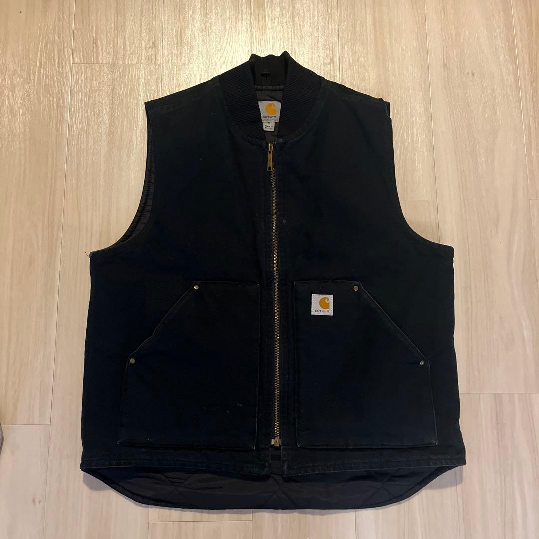 carhartt ベスト カーハート ダックベスト ブラック キルティング　古着