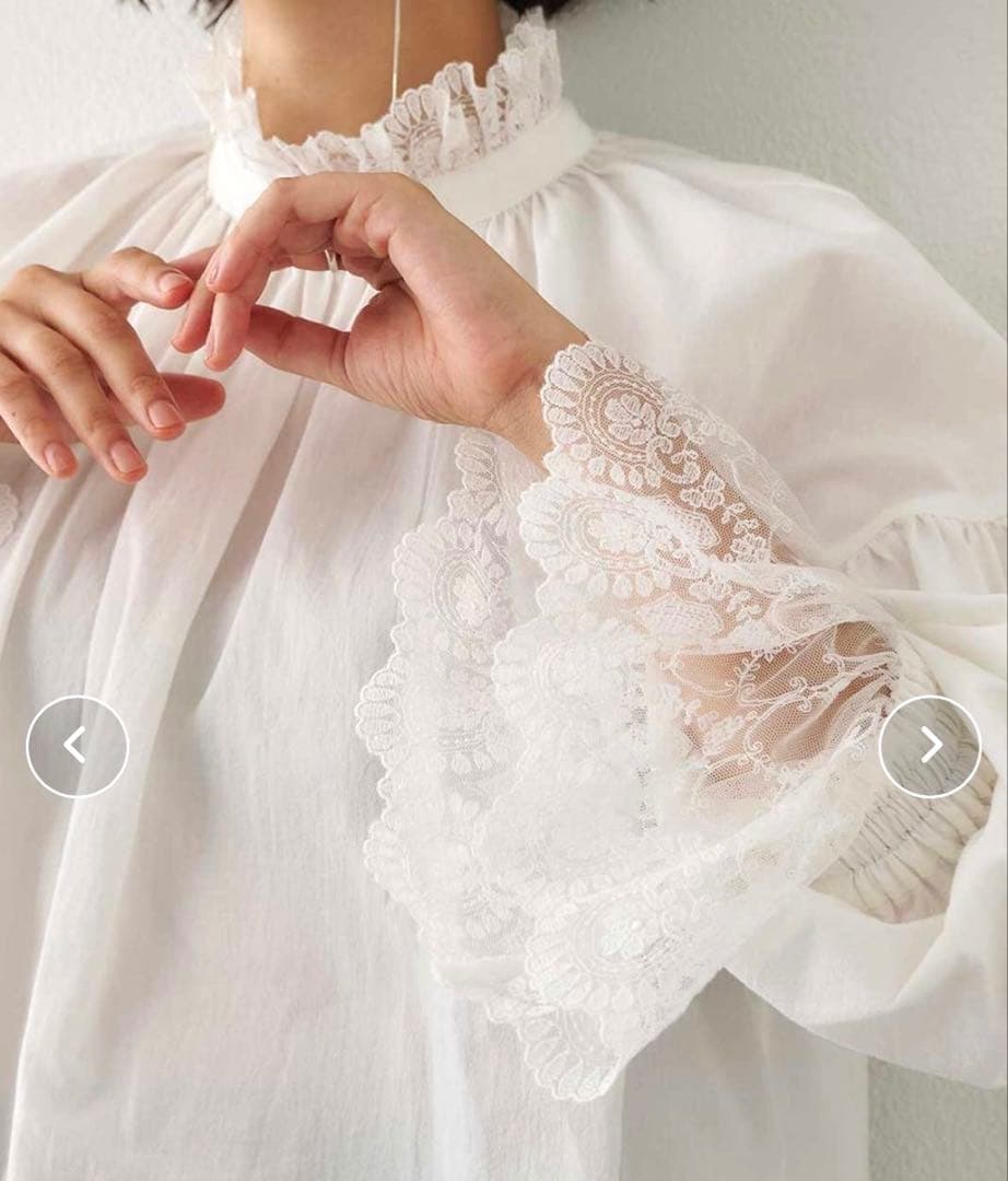 未使用 Whim Gazette ウィムガゼット レースギャザーブラウス