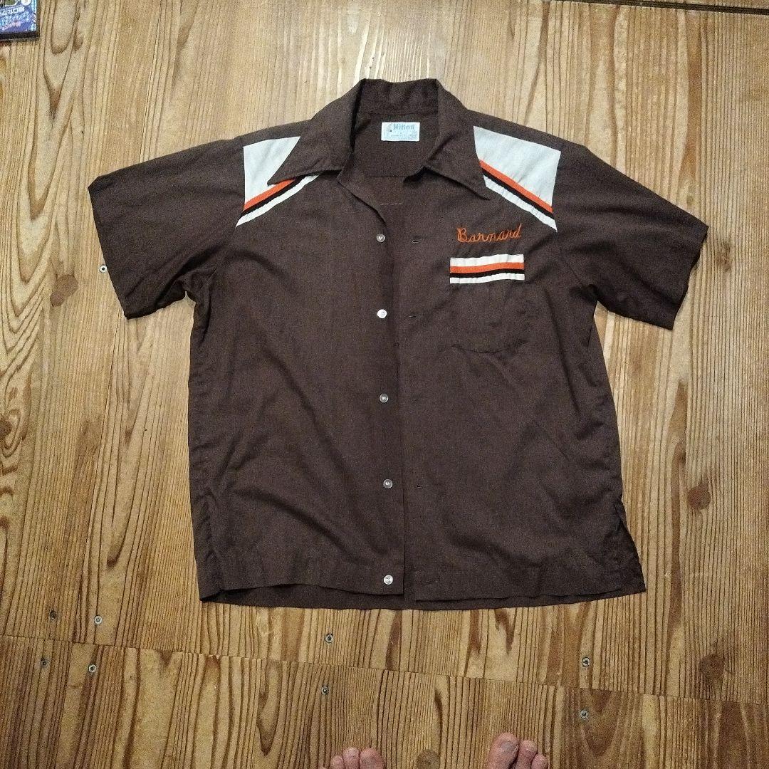 Hilton ブラウンストライプシャツ M