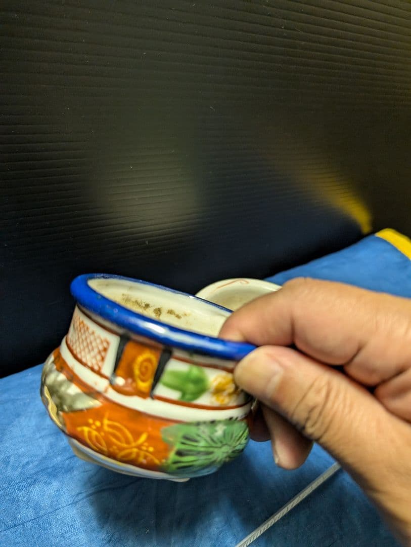 アンティーク戦前赤絵香炉線香立て伊万里