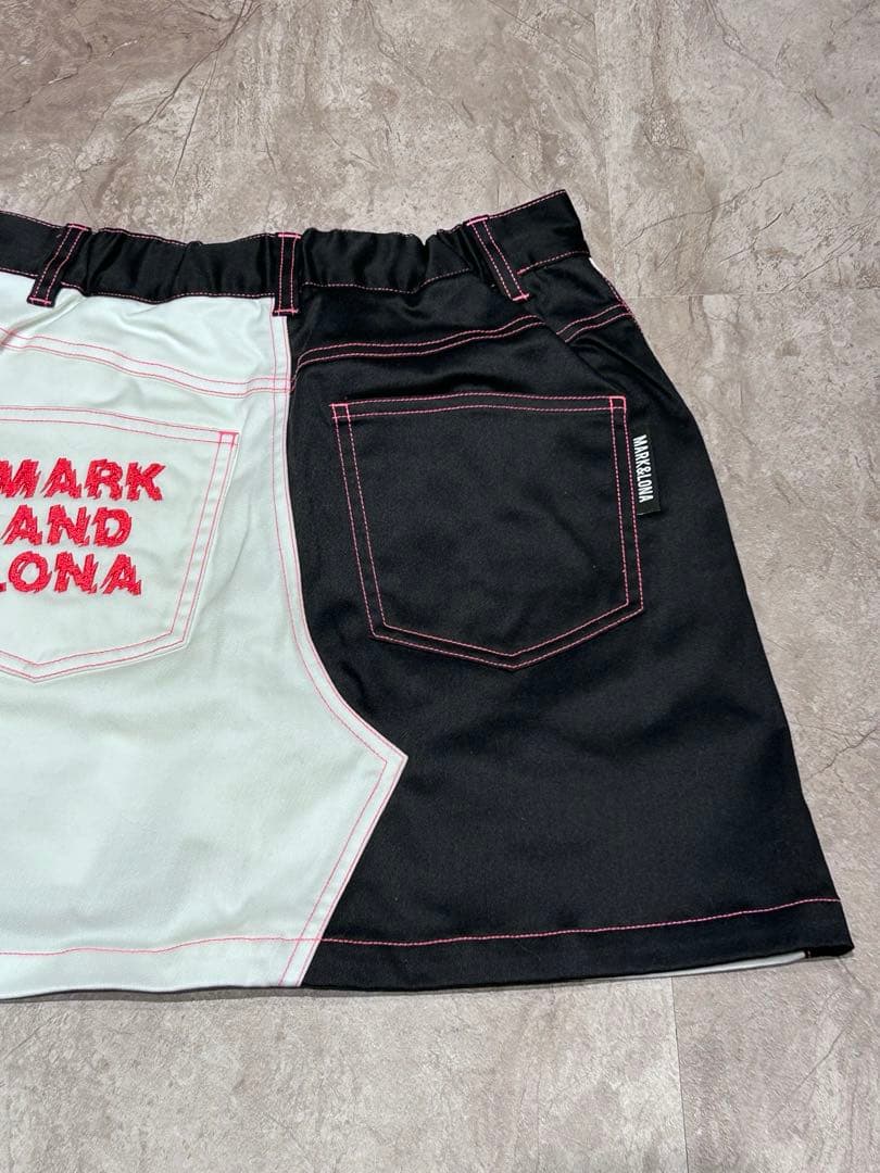 新品 MARK&LONA インナー付きスカート バイカラー ホワイトブラック
