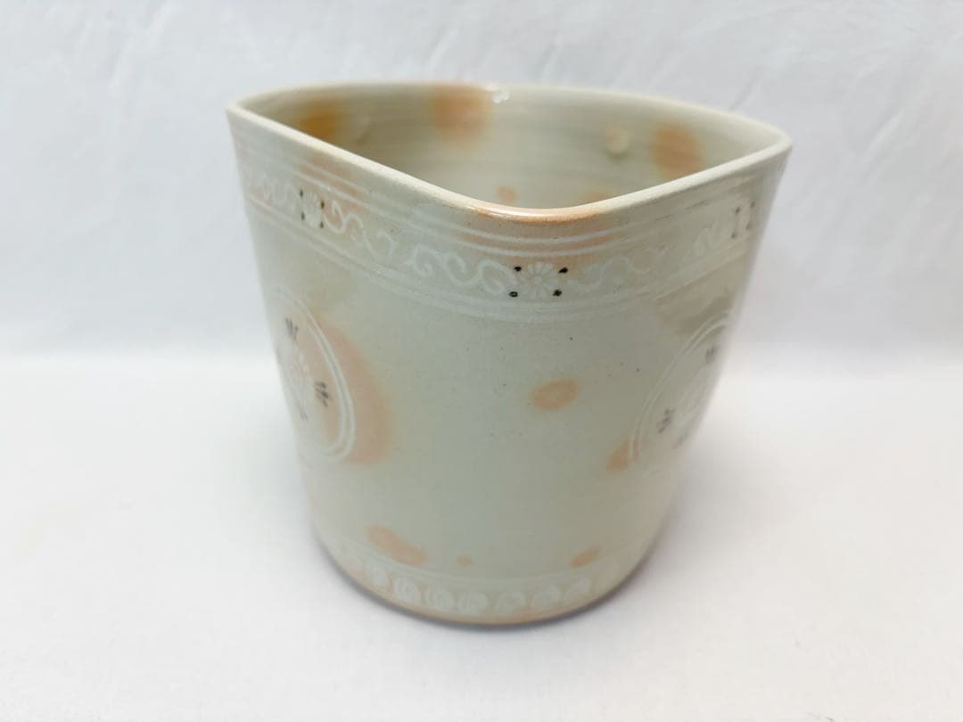 未使用 茶道具 福森博作 阿漕窯 狂言袴菱水指 陶印 共箱