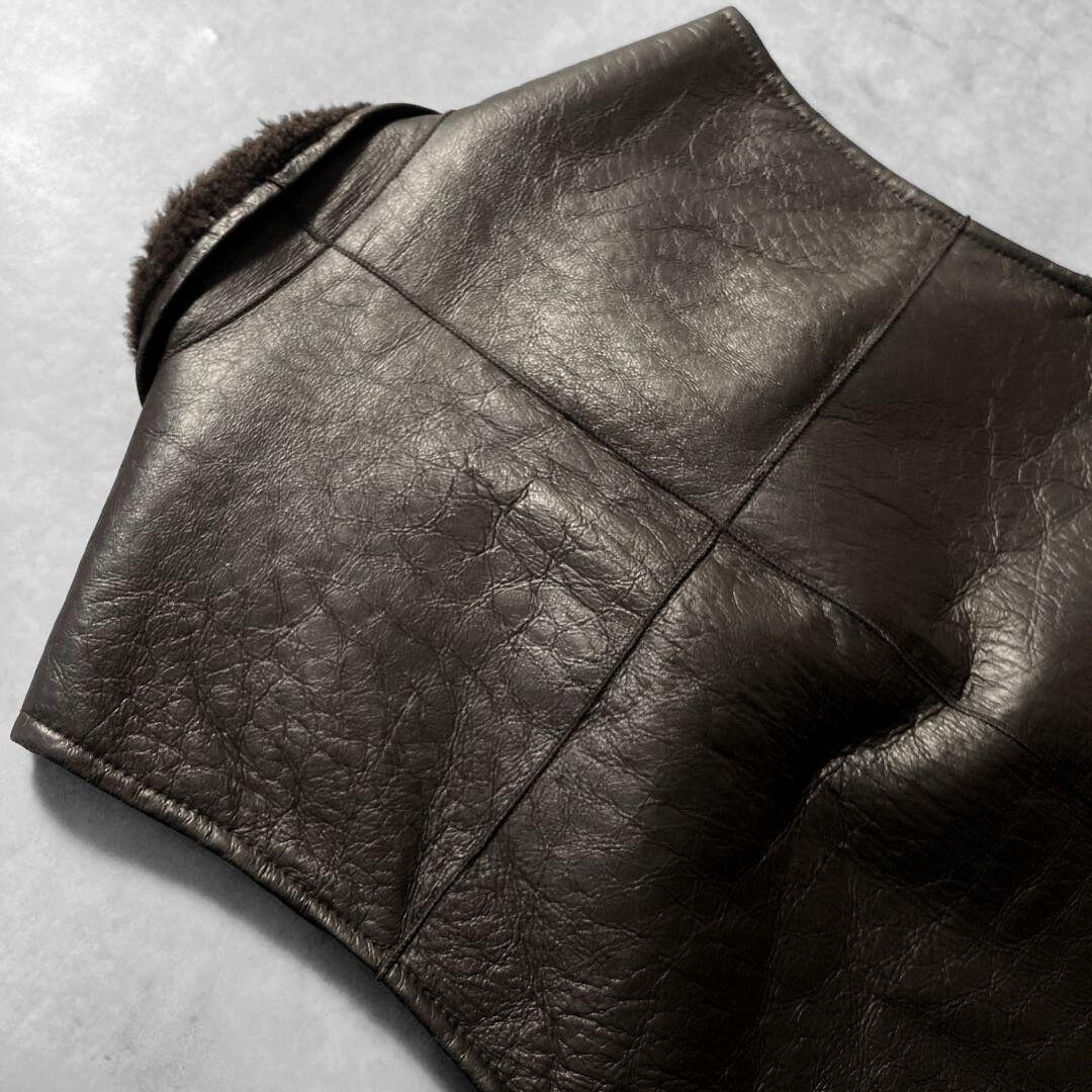 aofu様 ニチロ 毛皮 Sheep House ムートン レザーベスト L 茶