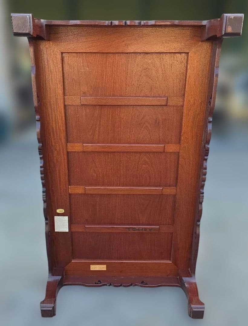 座卓 アンティーク 中森喜三郎 木製彫刻入り 花梨 漆 ダークブラウン