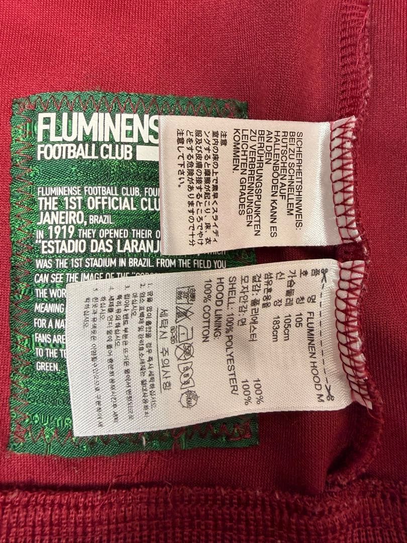 adidas フルジップパーカー 赤白 フルミネンセFC サイズM