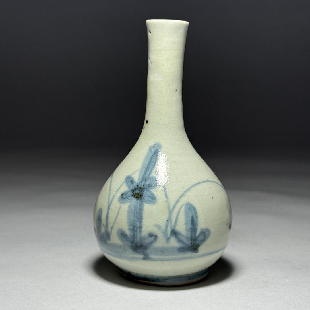 ◆古伊万里 染付草花文 御神酒徳利 一輪挿し 花瓶 江戸時代前期〜中期◆