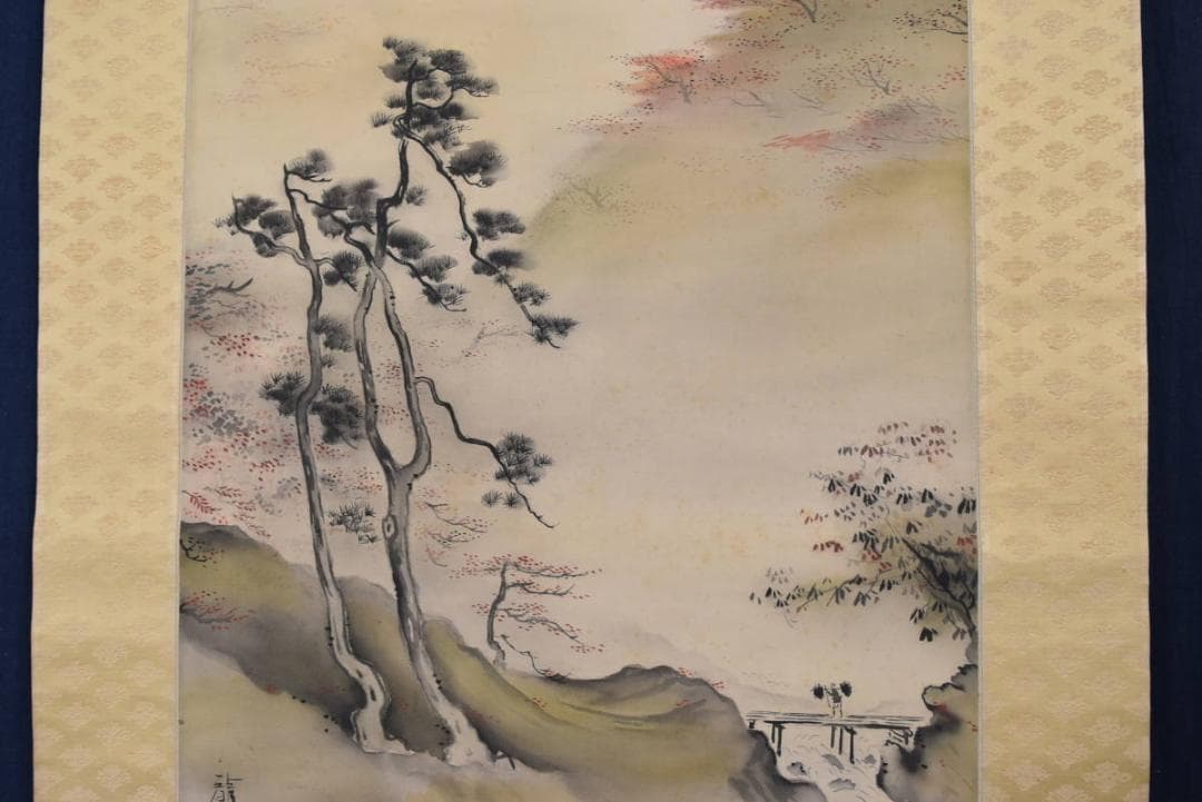 【真作】龍匡/深谿紅葉図/深山紅葉図/帰樵図/掛軸/名家伝来/AA-584