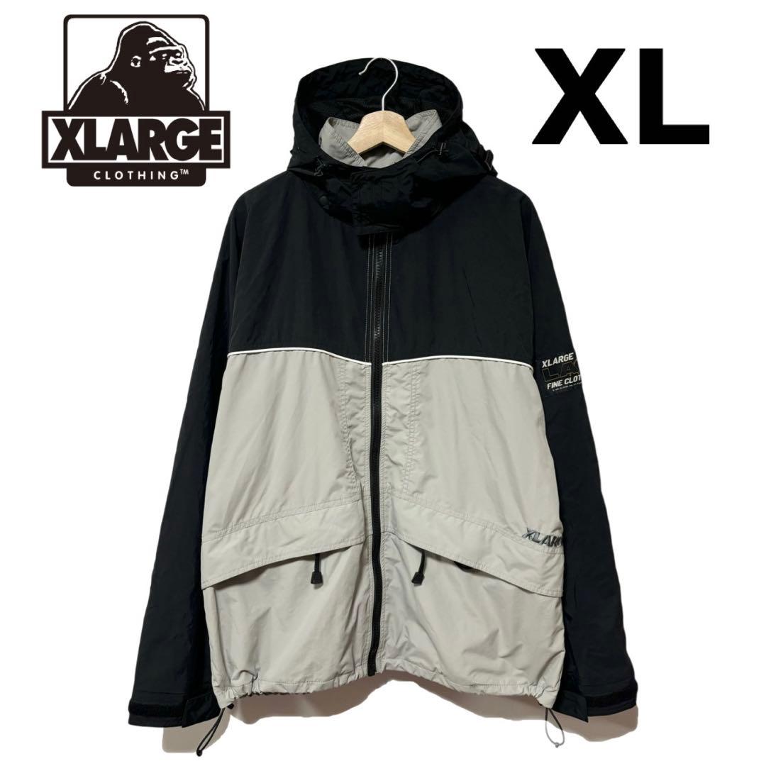 エクストララージ ツートーン ナイロン フーデッド ジャケット ブラック XL