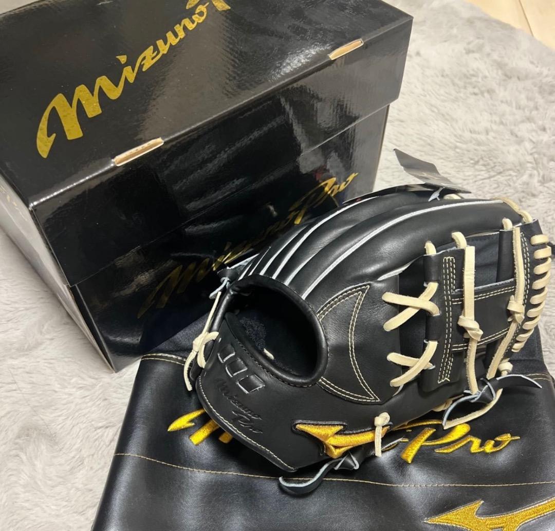 Mizuno Pro 野球グローブ ブラック×ブロンド