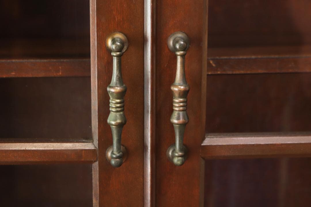 レトロ ガラスキャビネット 本箱 収納 食器棚 ラック 引き出し 抽斗 2杯