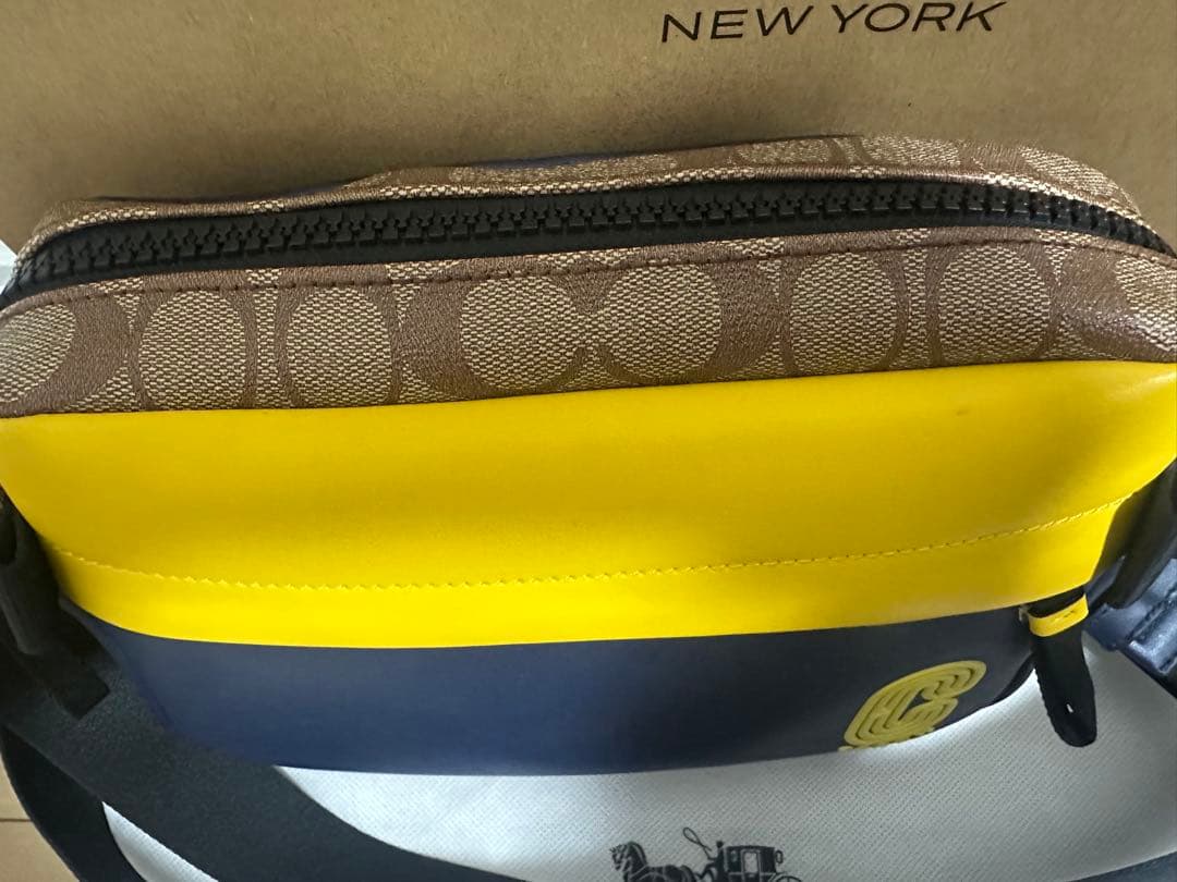 COACH ショルダーバッグ ネイビー/イエロー