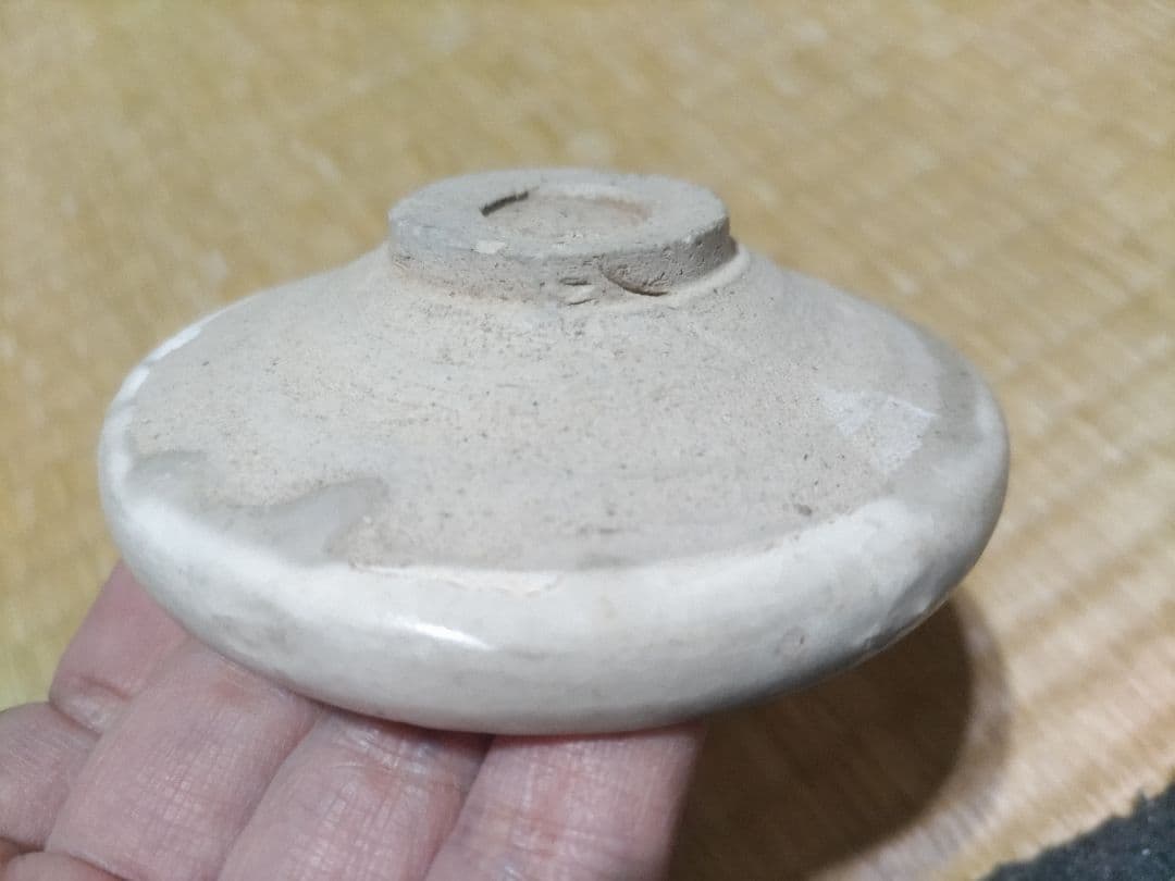 磁州窯（鉅鹿手）無地　白釉　厚縁　小皿　平盃（9.5㎝）