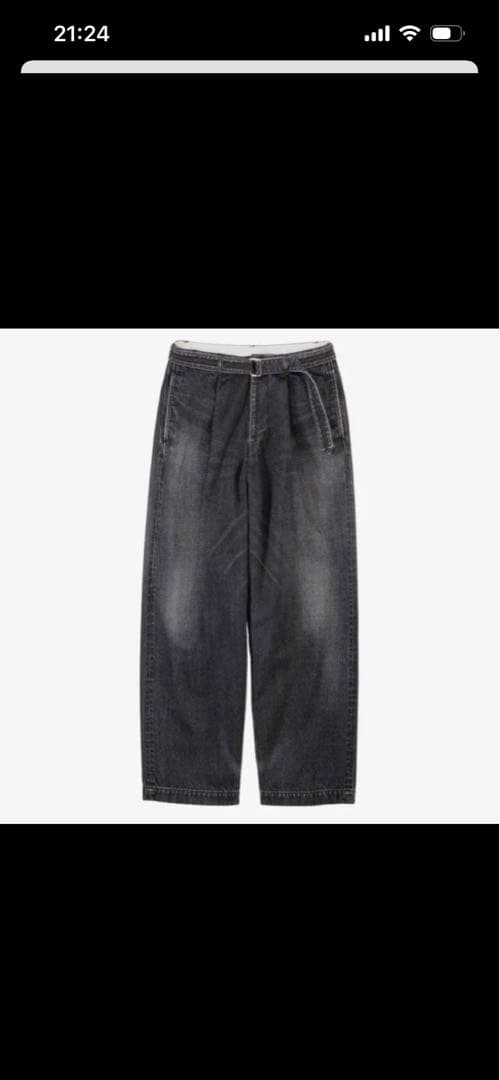 パンツ Graphpaper selvage denim belted pants 1