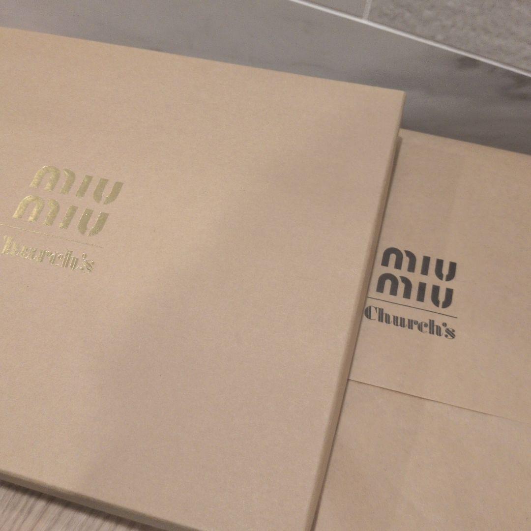 未使用ミュウミュウコラボチャーチ　ローファー　革靴　ダブルモンク ストラップ