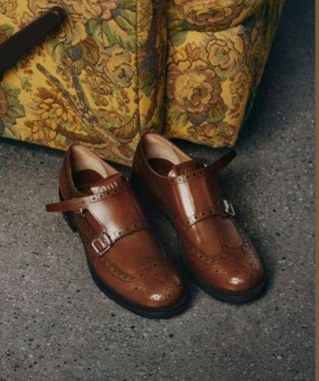 未使用ミュウミュウコラボチャーチ　ローファー　革靴　ダブルモンク ストラップ