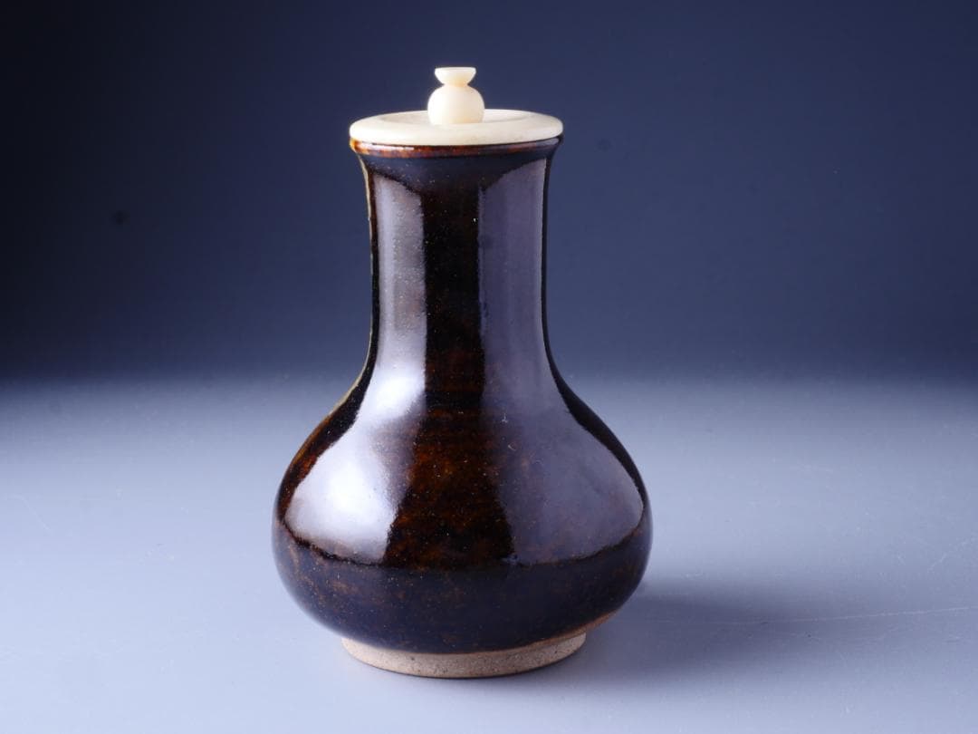 淡海ぜぜ 陽炎園 膳所焼 茶入 龍村織物 七曜太子 仕覆 共箱