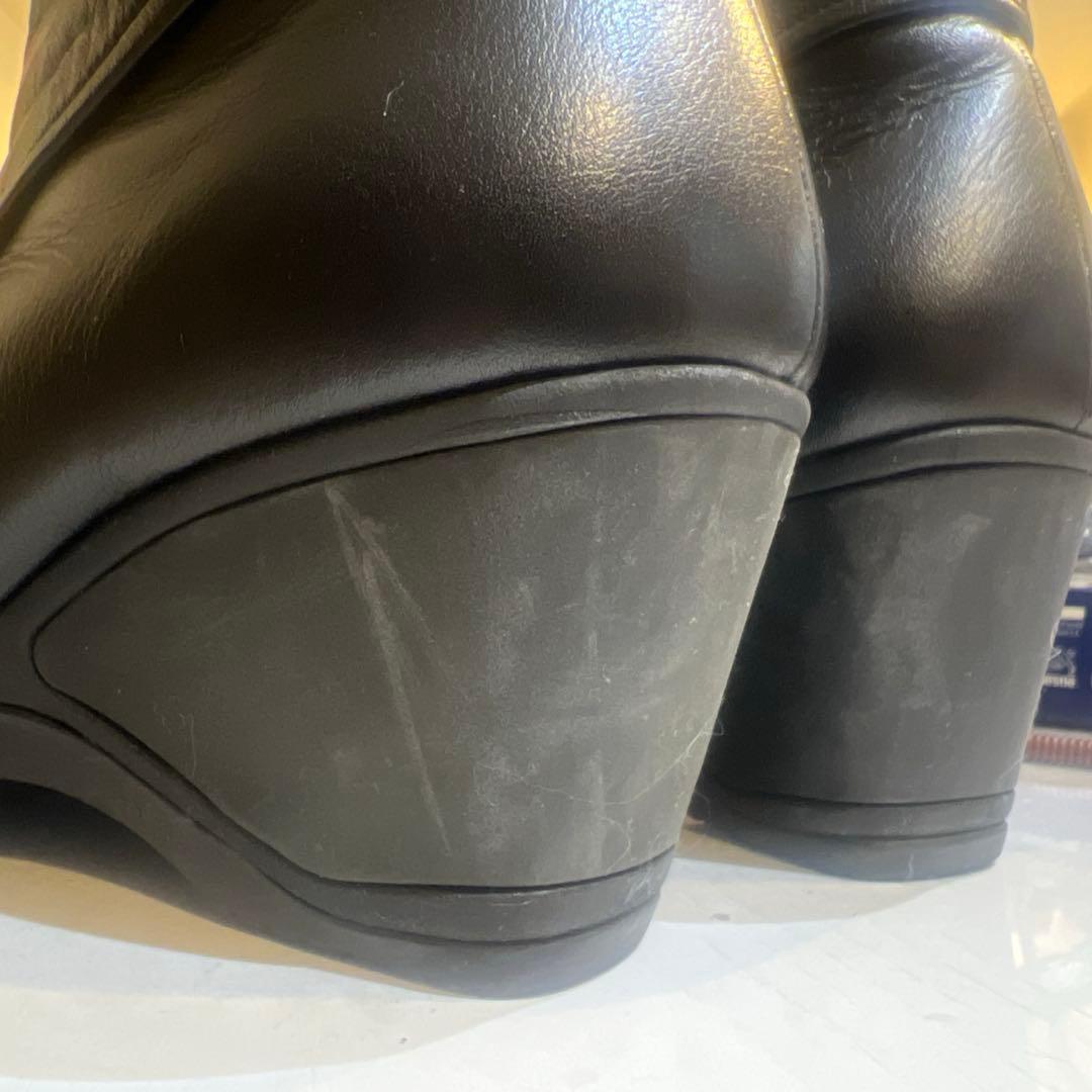 Pedala ぺダラ　レザーブーツ　内側サイドファスナー　24.5㎝　ブラック黒