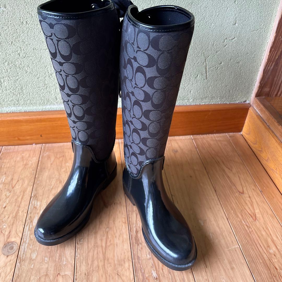 Coach ロゴ柄 ブラック ロングブーツ　おまけ付き　スカーフ