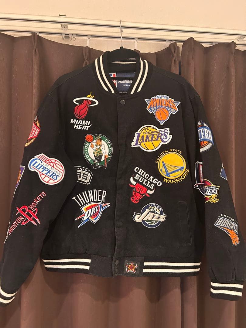 JH Design×NBA チームロゴ 総柄 スタジアムジャンパー　mサイズ相当