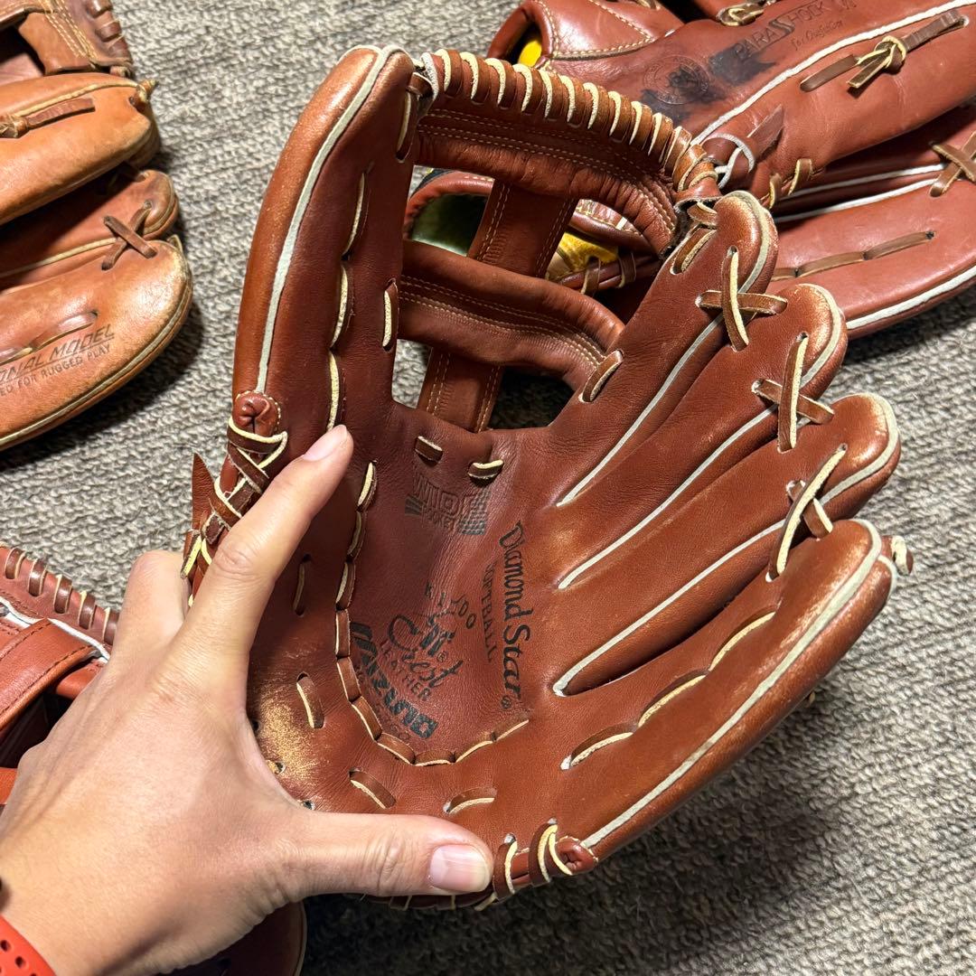 Mizuno ブラウンレザーグローブ 4点