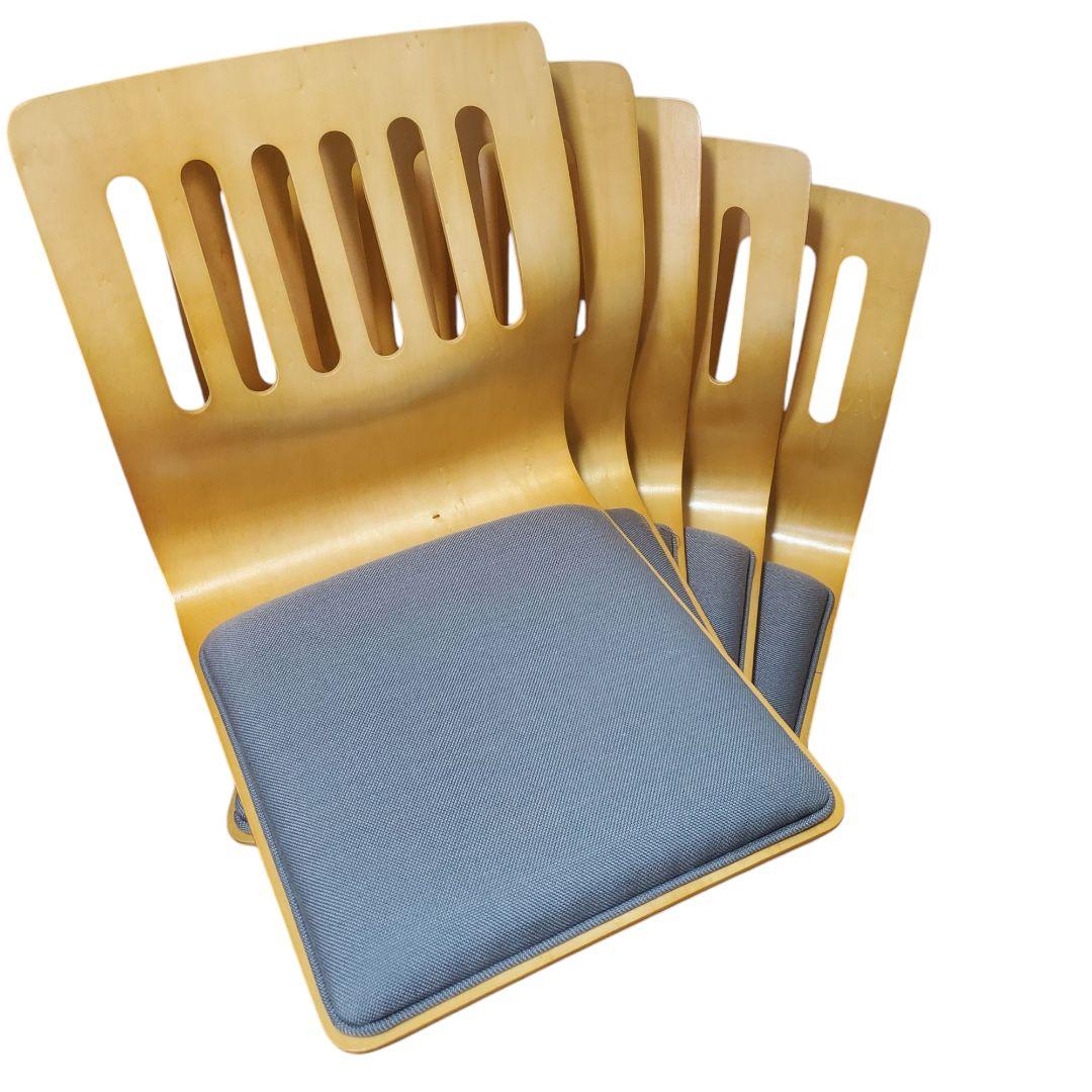 不二貿易　ナチュラルクッション付き　座椅子　5脚セット 幅39.5cm　木製