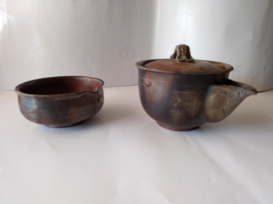 備前焼 木村陶峰 茶器 備前宝瓶 宝瓶 湯冷まし 茶杯 共箱 新品 未使用