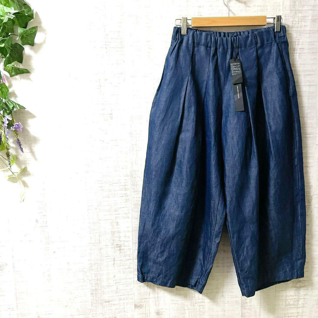 【新品】 ミズイロインド リネン ガウチョ バルーン ワイド パンツ プリーツ