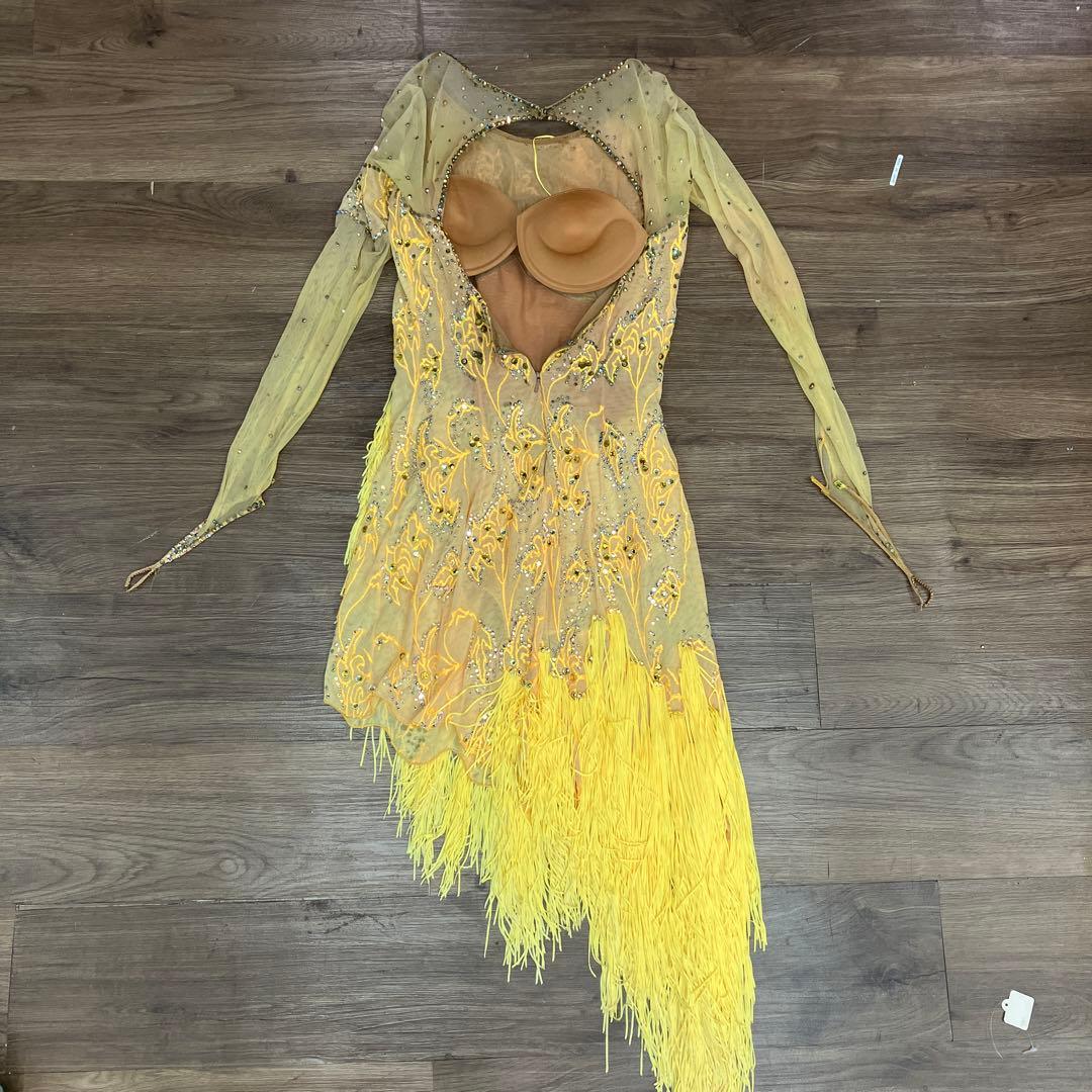 2.3 Choice London 社交ダンス ラテンドレス 黄色 フリンジ