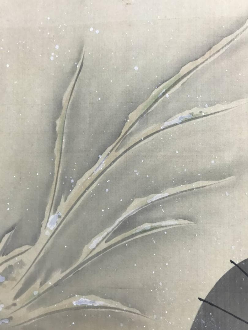 【真作】菊川英泉/雪中美人屋形舟図/美人図/浮世絵/掛軸/名家伝来/AD-45