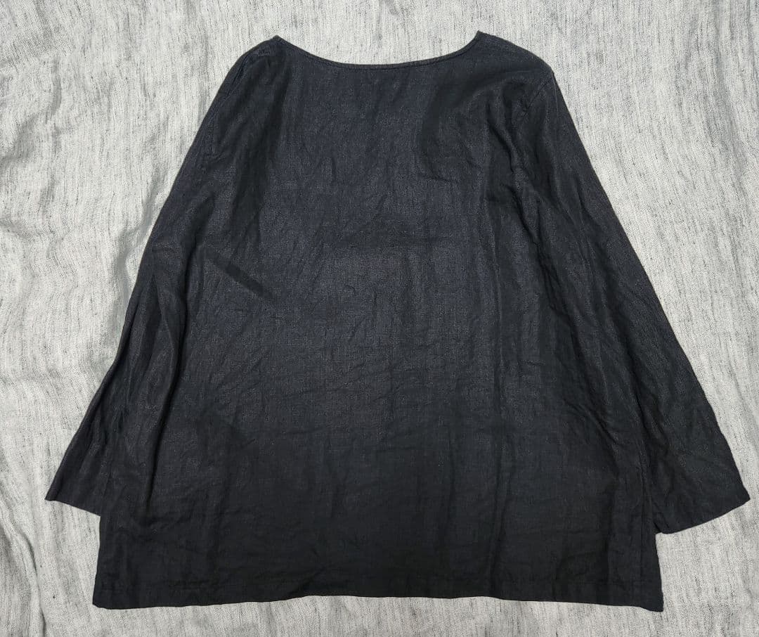 wafu. プレミアムリネントップス　 丸首 トップス LL