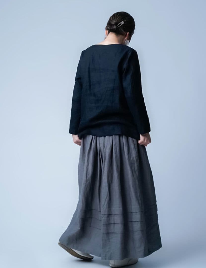 wafu. プレミアムリネントップス　 丸首 トップス LL