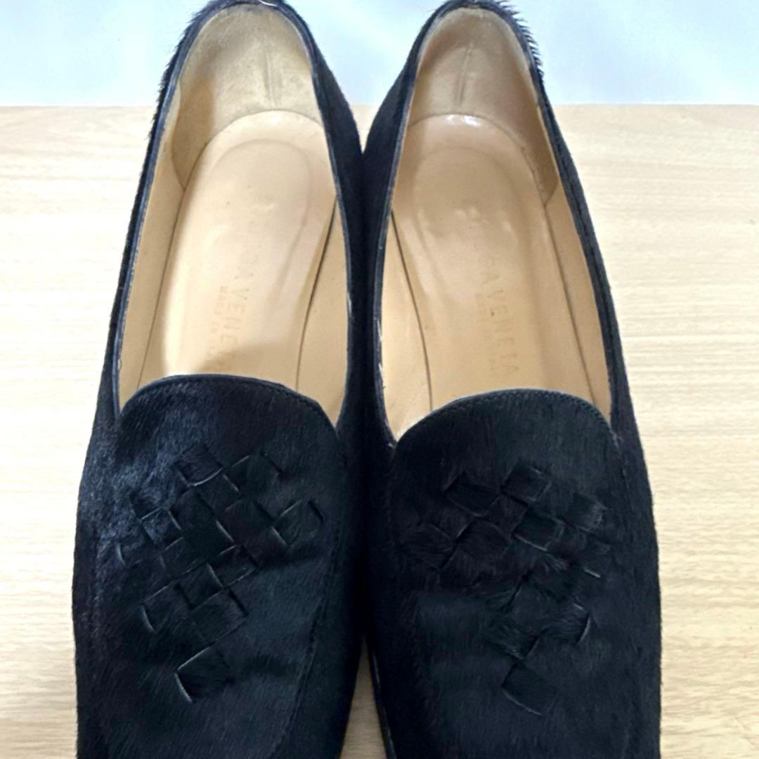 【美品】BOTTEGA VENETAボッテガヴェネタ ローファー ハラコ　黒