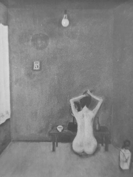 斎藤真一　鏡の前　画集より　状態良好　新品額付き