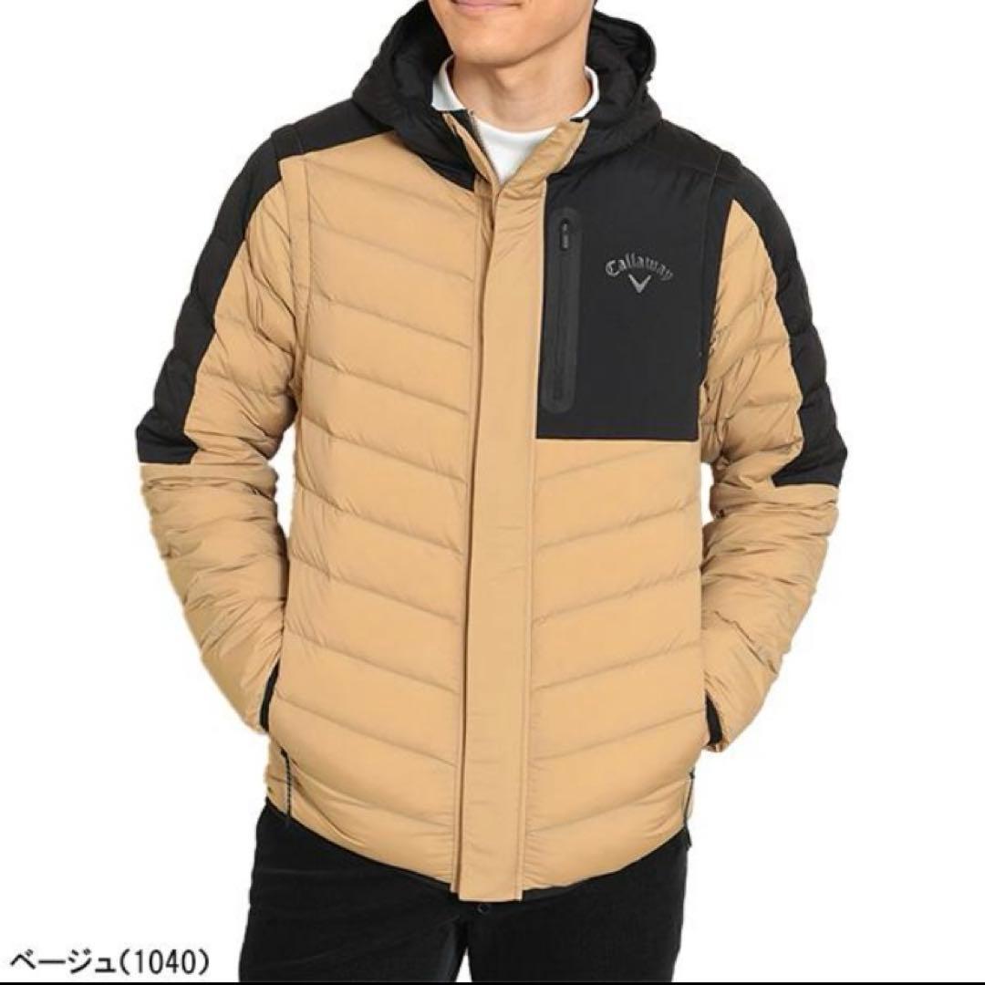 L 新品　キャロウェイ　メンズ　ストレッチ2way ダウンジャケット　黒ベージュ