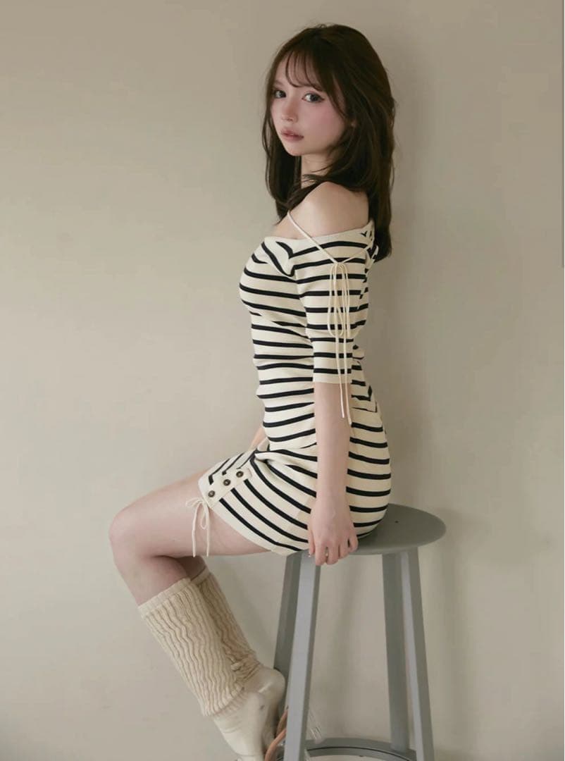 新品 ANDMARY Connie ribbon mini dress IVO