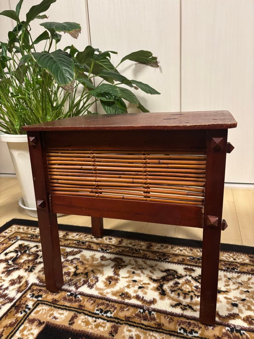 *バリ島直輸入* アジアン木製スツール ラタン装飾 一点もの