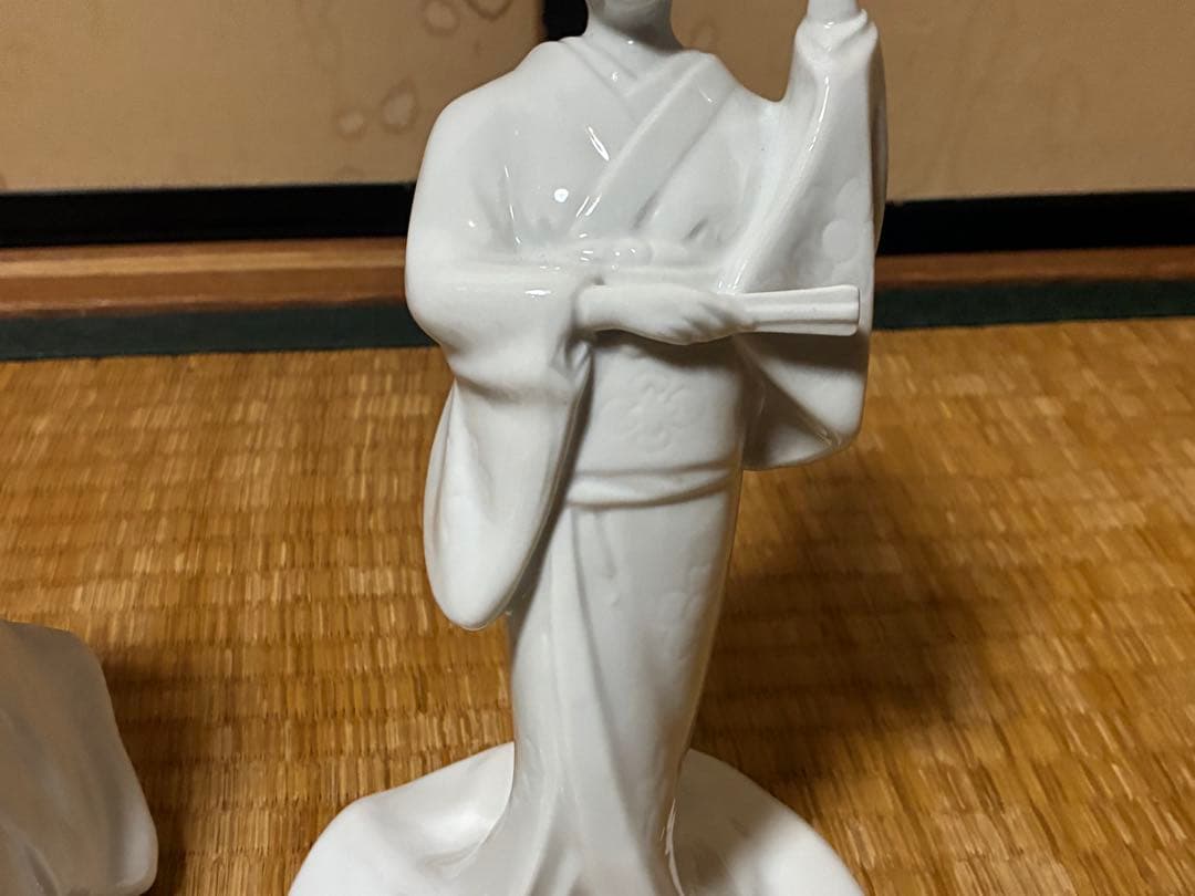 白磁 琴引き 和装 着物 乙女 女人像 揃い 三体揃い 時代物 古伊万里 出石焼
