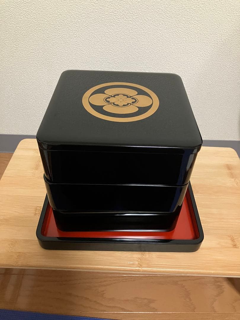 重箱　輪島塗　3段　特注　家紋　丸に木瓜　若島屋謹製