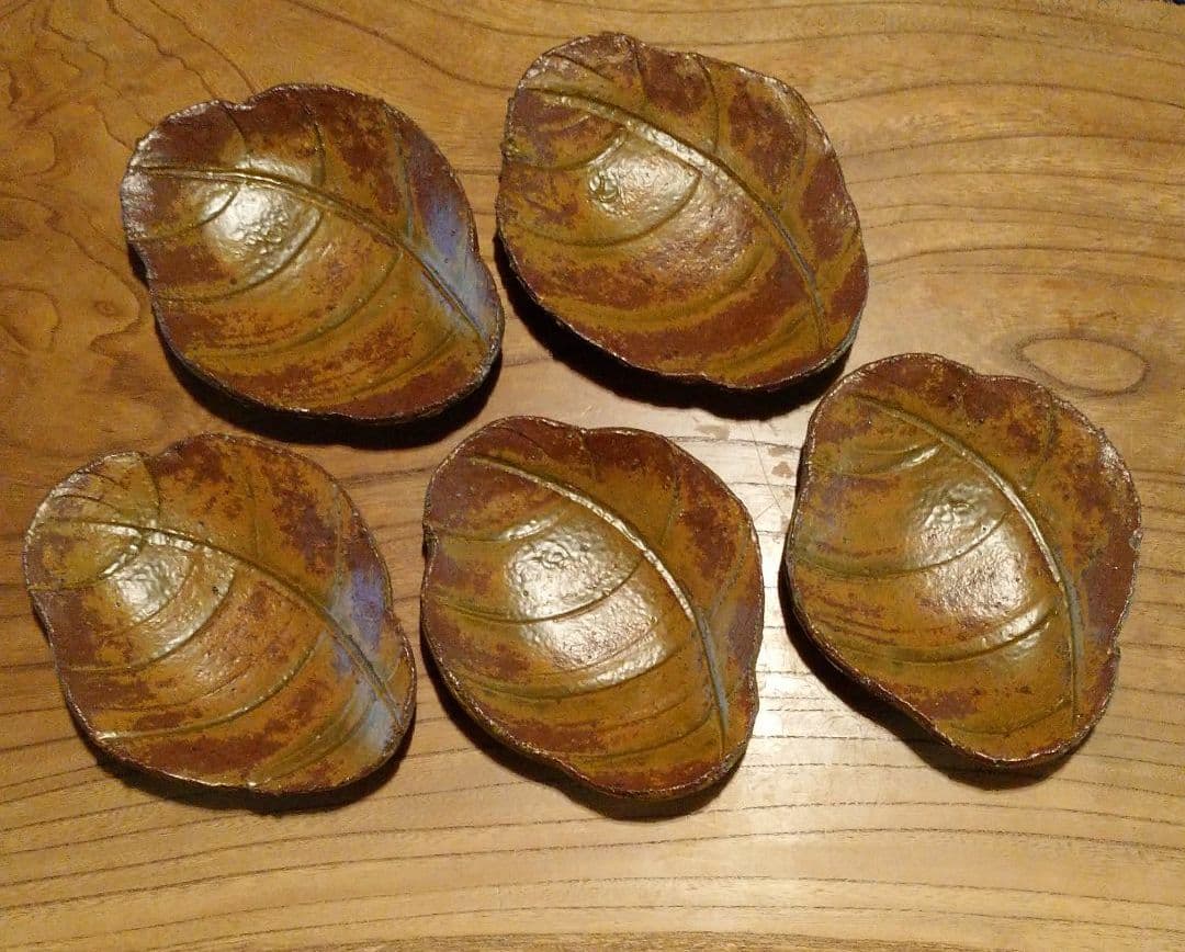 益子・馬場由知子 葉形皿 5客