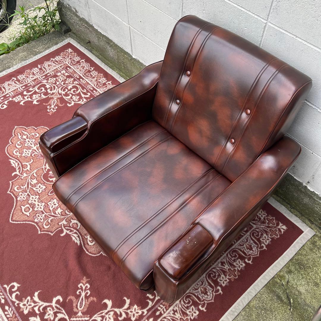 ミッドセンチュリー 古家具◾️マーブル柄 一人掛け シングルソファ ラウンジソファ