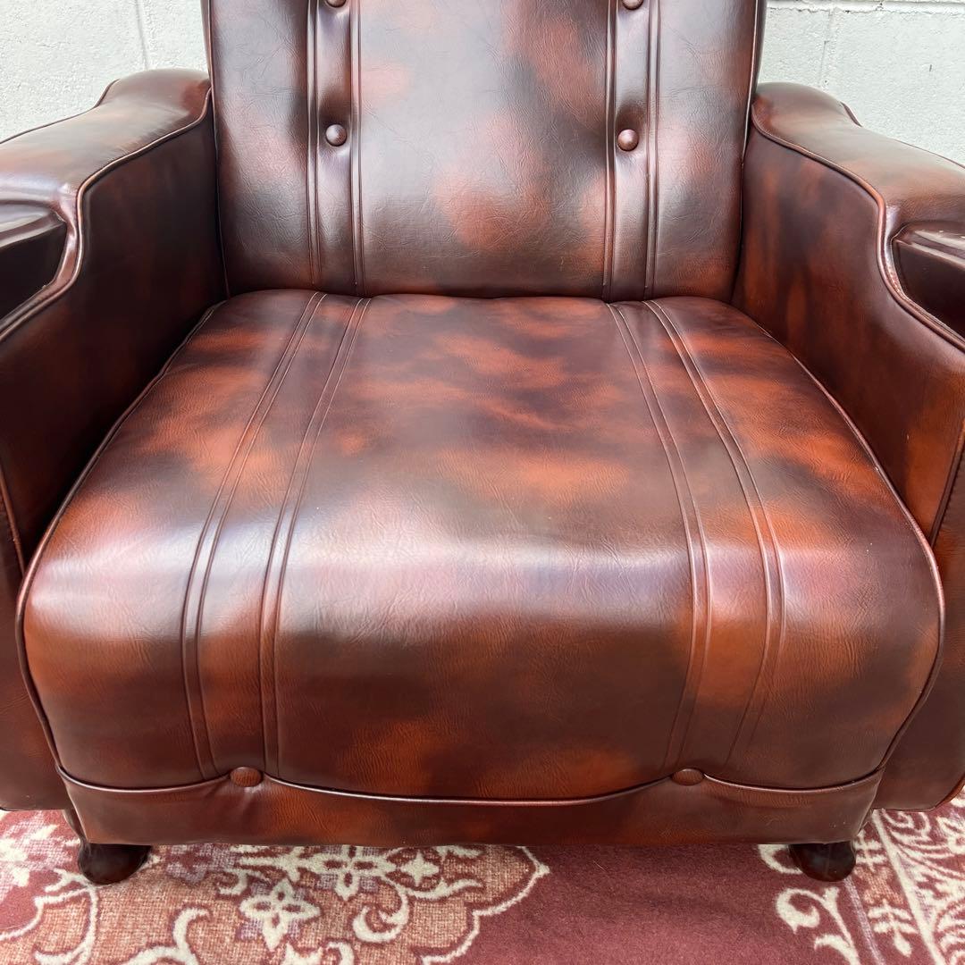 ミッドセンチュリー 古家具◾️マーブル柄 一人掛け シングルソファ ラウンジソファ