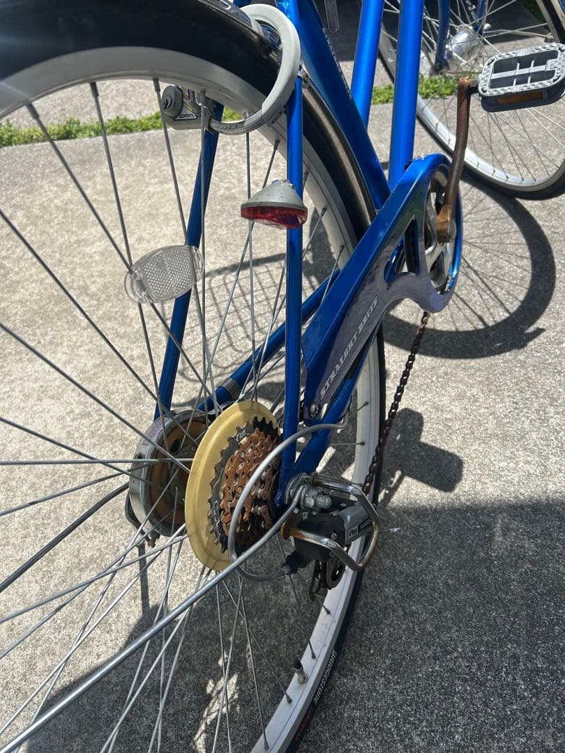 自転車　シティーサイクル6段変速　福岡　ブルー