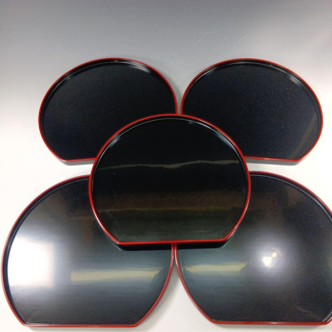 値下げ輪島塗　光栄堂　半月盆5枚　共箱