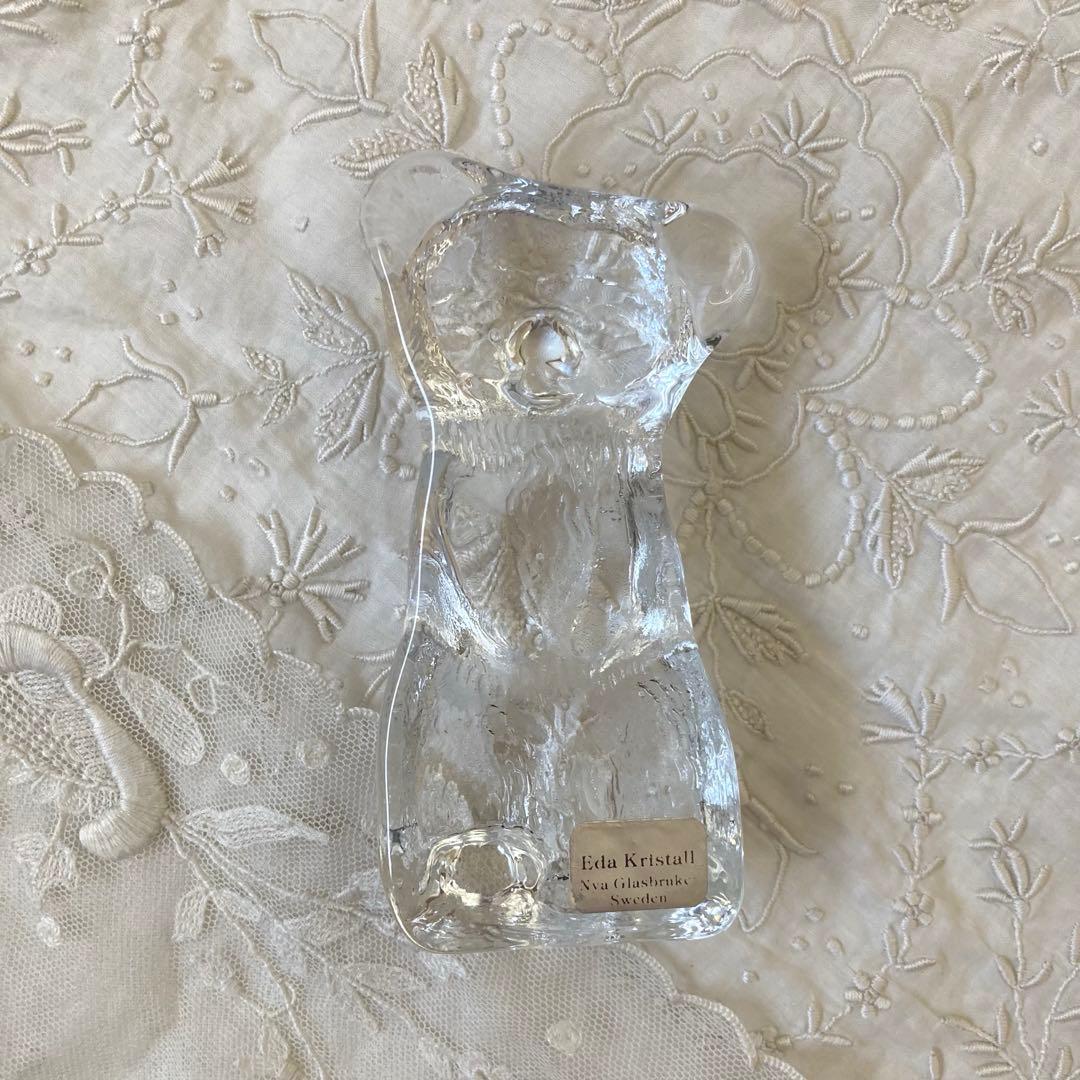 北欧ヴィンテージ　エダクリスタル社　クマさんのガラスオブジェ　　ペーパーウェイト