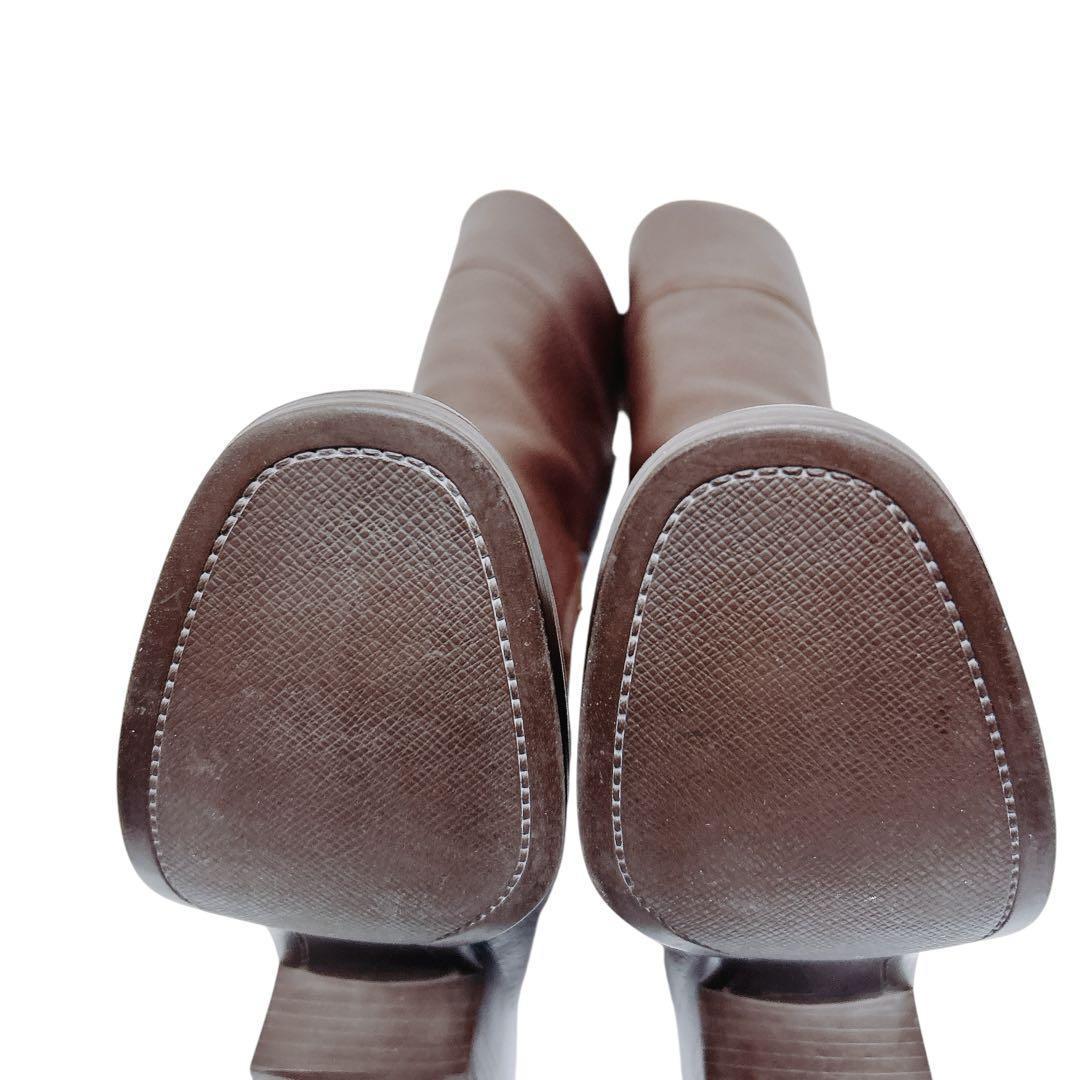 【極美品・箱付】PRADA ロングブーツ 36 ダークブラウン レザー