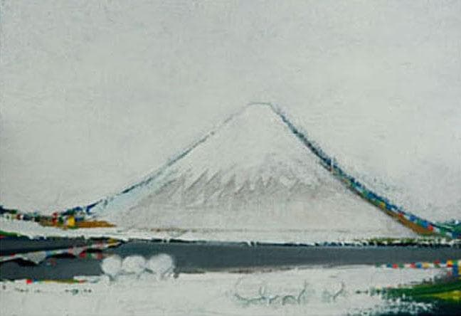 油絵 菅家令子 絵 絵画 インテリア F6-081911 風景 冬の富士山
