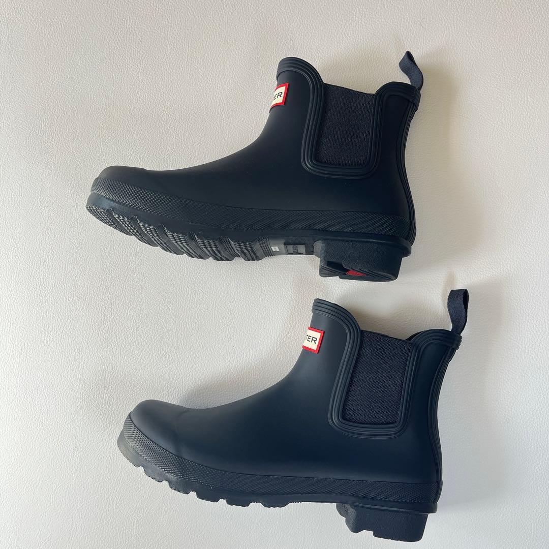 未使用級✨ハンター サイドゴア レインシューズ ネイビー　UK5 24
