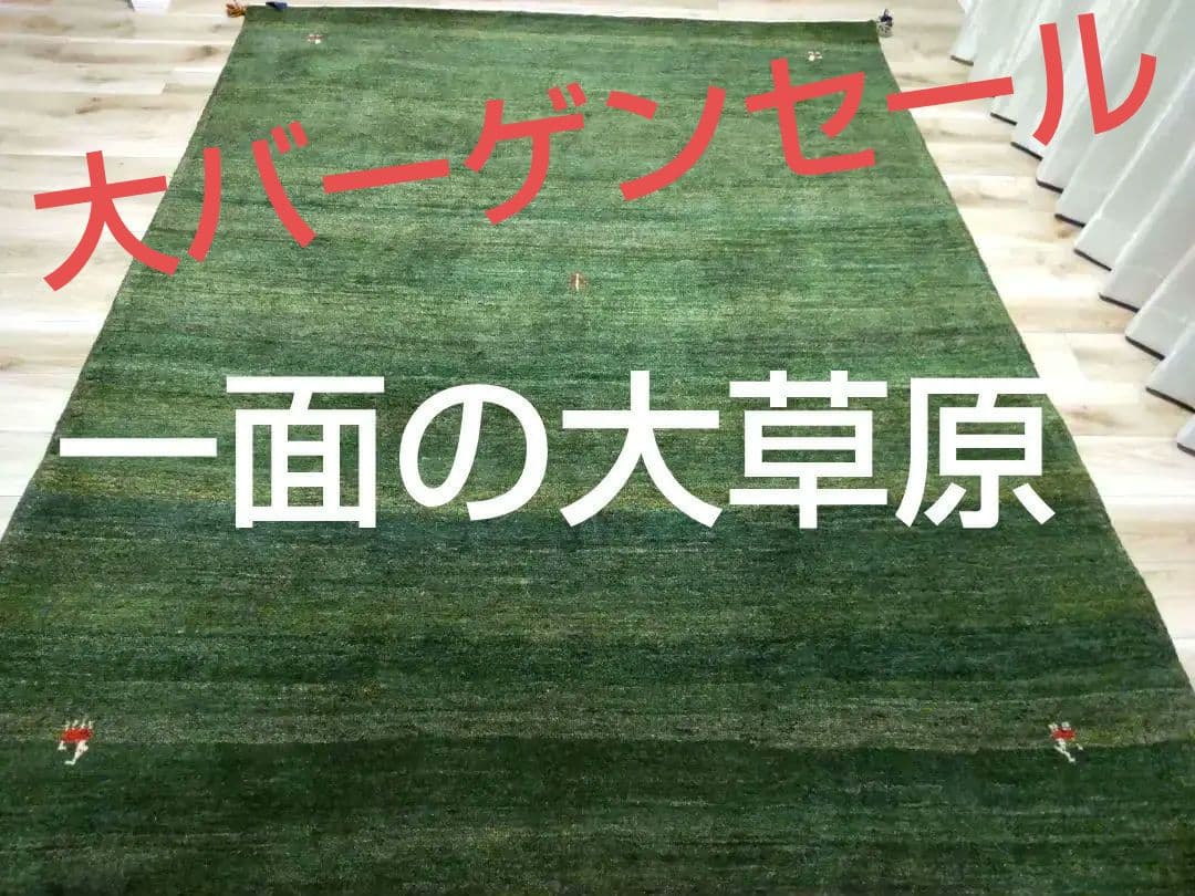 超激安ハンドメイド 最高級 大型ギャベ 長い毛足　 259×201 一生物ラグ